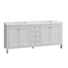 Load image into Gallery viewer, Bathroom Vanities Outlet Atlanta Renovate for LessChicago 72&quot; Double Vanity, Glossy White w/ 3CM Carrara Marble Top