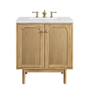 Laurent 30" Single Vanity, Light Natural Oak w/ 3CM Arctic Fall Top James Martin Vanities