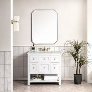 Breckenridge 36" Single Vanity, Bright White w/ 3CM Eternal Serena Top James Martin Vanities