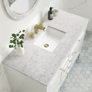 Chicago 48" Single Vanity, Glossy White w/ 3CM Eternal Jasmine Pearl Top James Martin Vanities