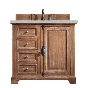 Providence 36" Single Vanity Cabinet, Driftwood, w/ 3 CM Eternal Serena Quartz Top James Martin Vanities