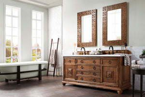Mykonos 72" Double Vanity Cabinet, Cinnamon, w/ 3 CM White Zeus Quartz Top James Martin Vanities