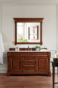 Brookfield 60" Single Vanity, Warm Cherry w/ 3 CM Arctic Fall Solid Surface Top James Martin Vanities