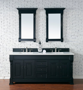 Brookfield 72" Double Vanity, Antique Black w/ 3 CM White Zeus Quartz Top James Martin Vanities