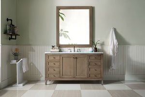 Chicago 60" Single Vanity, Whitewashed Walnut w/ 3 CM Carrara Marble Top James Martin Vanities