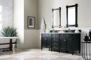 Brittany 72" Black Onyx Double Vanity w/ 3 CM Carrara Marble Top James Martin Vanities