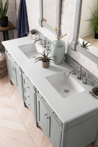 Brittany 72" Urban Gray Double Vanity w/ 3 CM White Zeus Quartz Top James Martin Vanities