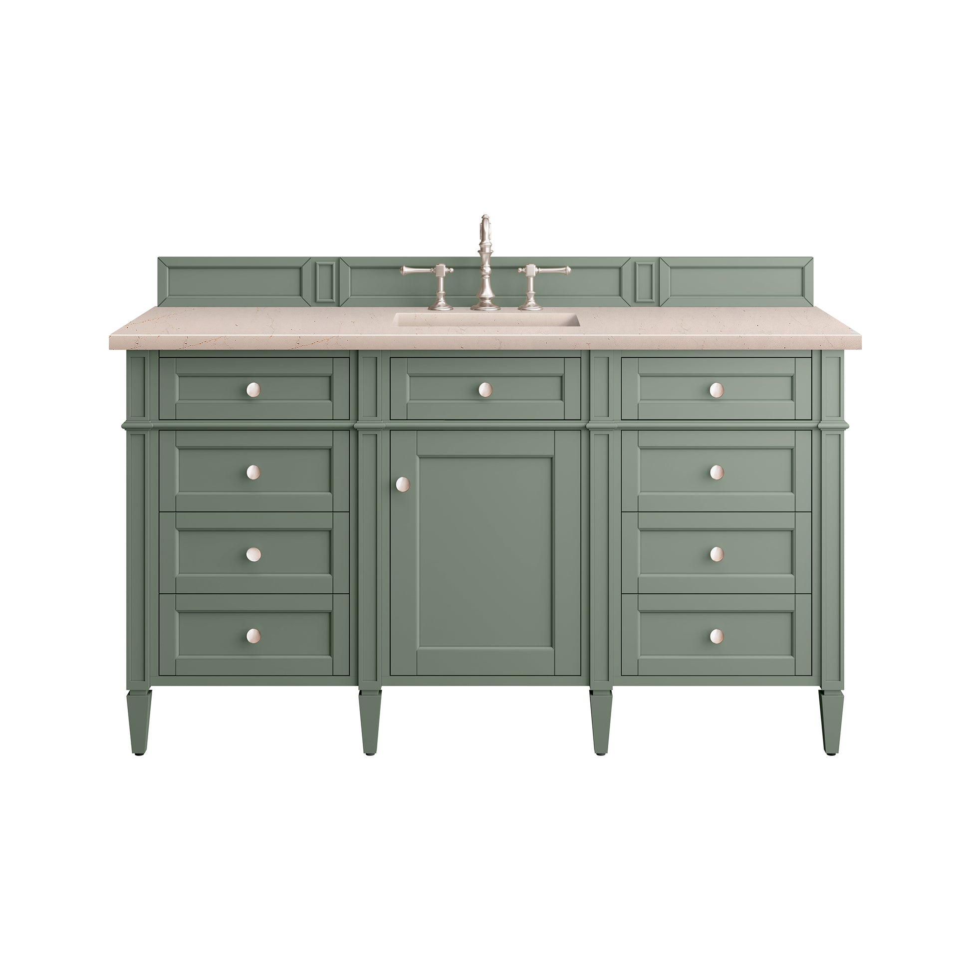 Brittany 60" Single Vanity, Smokey Celadon w/ 3CM Eternal Marfil Top James Martin Vanities