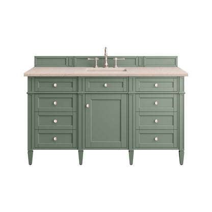 Brittany 60" Single Vanity, Smokey Celadon w/ 3CM Eternal Marfil Top James Martin Vanities