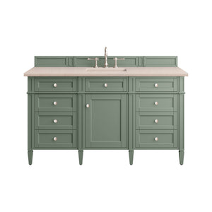 Brittany 60" Single Vanity, Smokey Celadon w/ 3CM Eternal Marfil Top James Martin Vanities