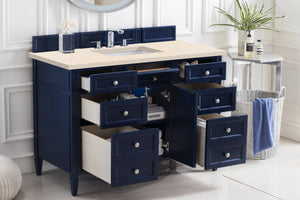 Brittany 48" Victory Blue Single Vanity w/ 3 CM Eternal Marfil Quartz Top James Martin Vanities