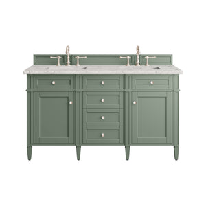 Brittany 60" Double Vanity, Smokey Celadon w/ 3CM Eternal Jasmine Pearl Top James Martin Vanities