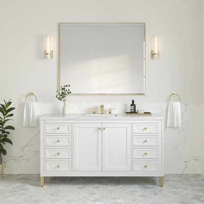 Chicago 60" Single Vanity, Glossy White w/ 3CM Ethereal Noctis Top James Martin Vanities