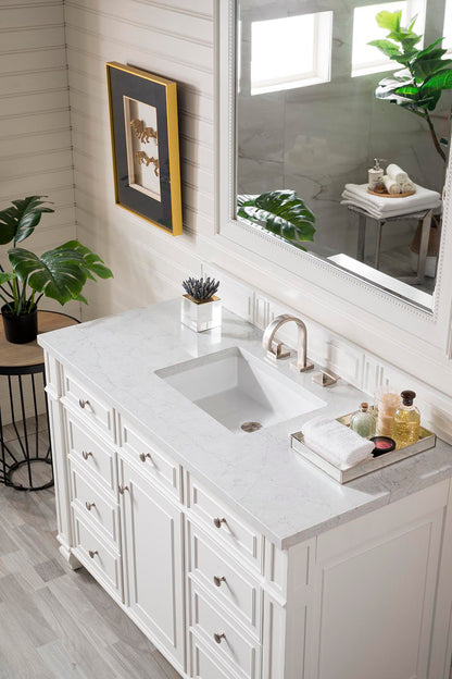 Bristol 48" Single Vanity, Bright White, w/ 3 CM Eternal Jasmine Pearl Quartz Top James Martin Vanities