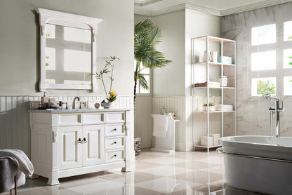 Brookfield 48" Single Vanity, Bright White w/ 3 CM Carrara Marble Top James Martin Vanities