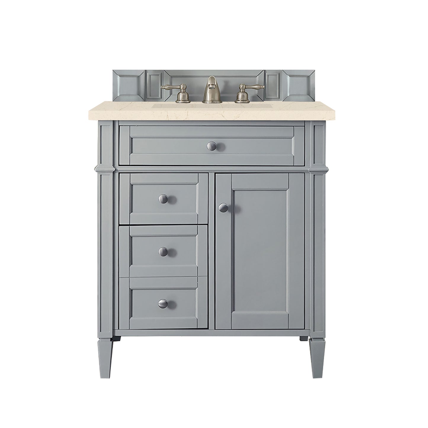 Brittany 30" Single Vanity, Urban Gray, w/ 3 CM Eternal Marfil Quartz Top James Martin Vanities