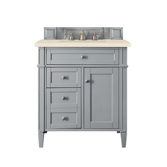 Brittany 30" Single Vanity, Urban Gray, w/ 3 CM Eternal Marfil Quartz Top James Martin Vanities