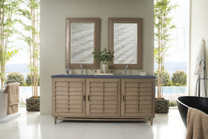 Portland 72" Double Vanity Whitewashed Walnut, w/ 3 CM Charcoal Soapstone Quartz Top James Martin Vanities