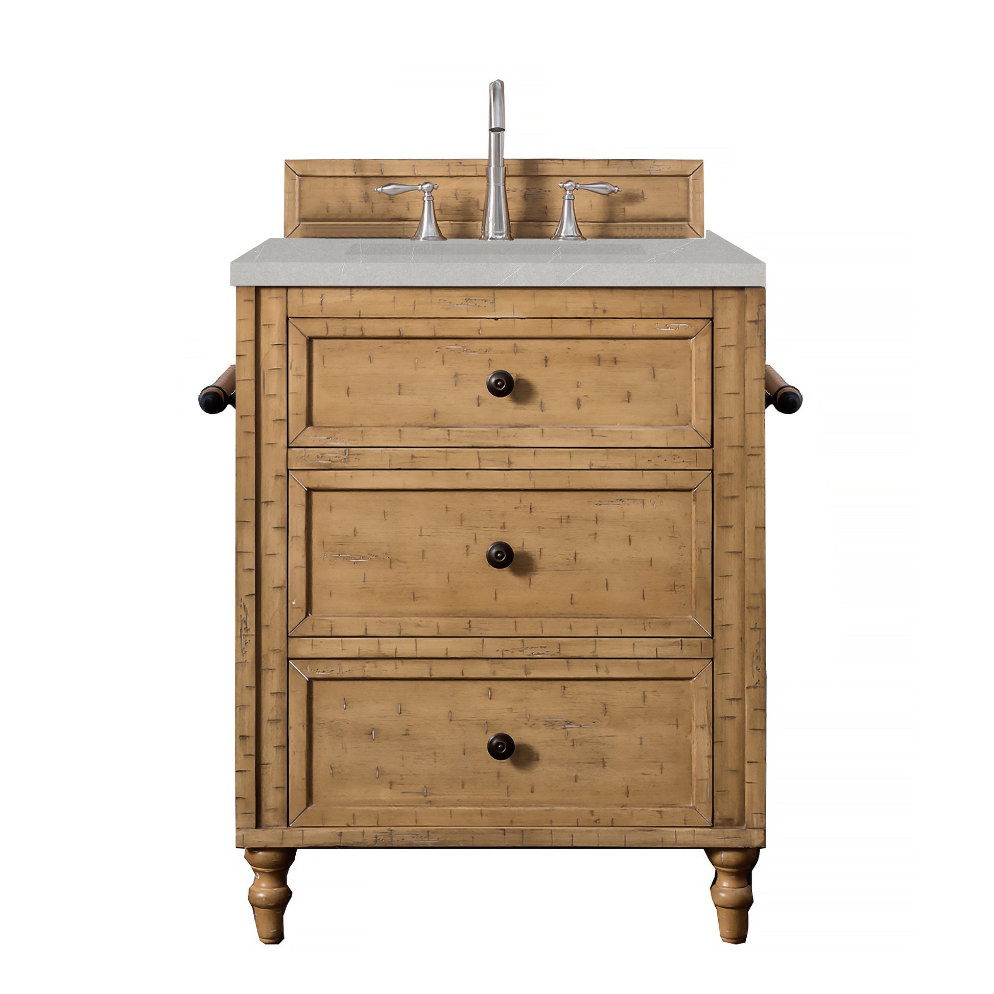 Copper Cove 26" Single Vanity Cabinet, Driftwood Patina, w/ 3 CM Eternal Serena Quartz Top James Martin
