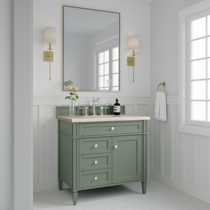 Brittany 36" Single Vanity, Smokey Celadon w/ 3CM Eternal Marfil Top James Martin Vanities