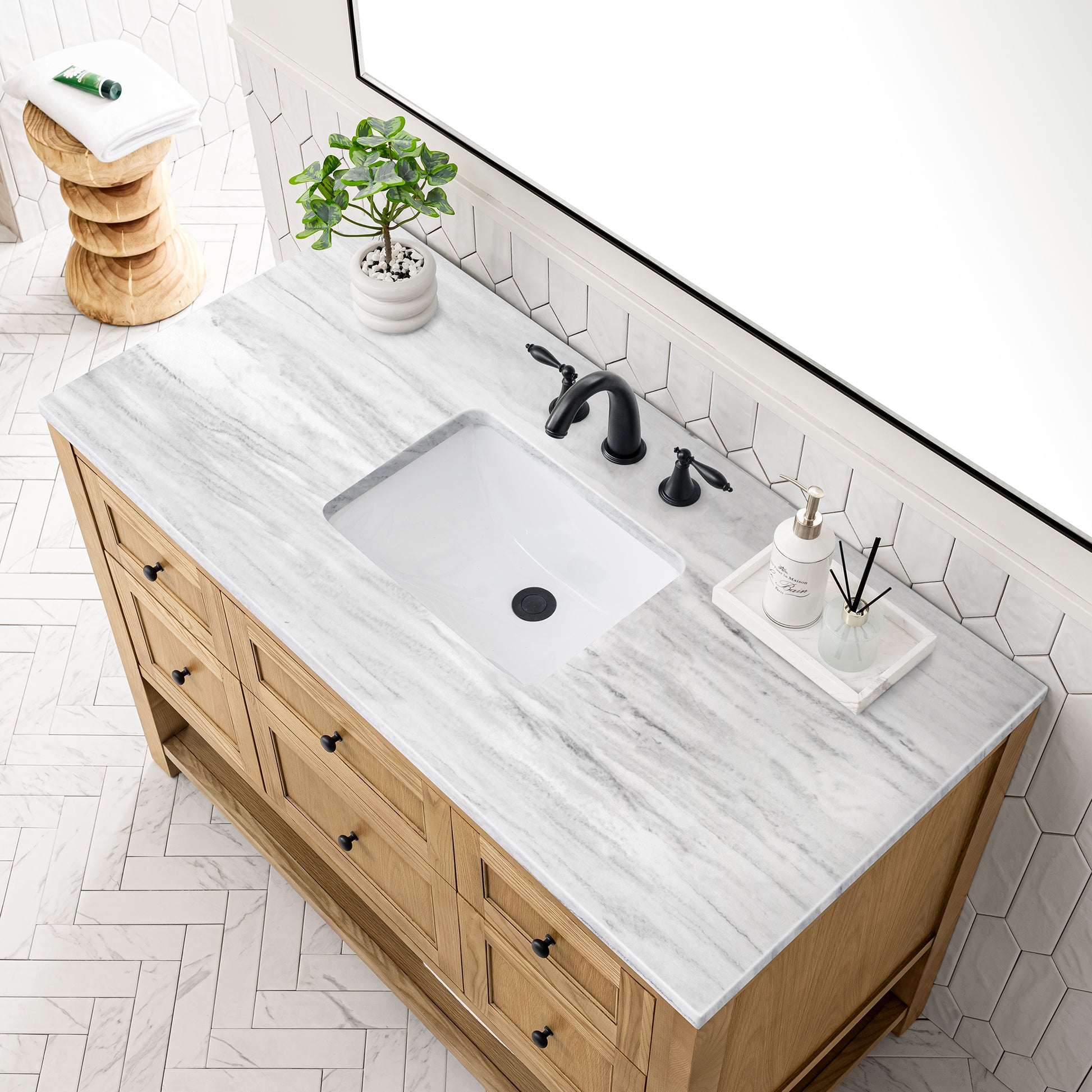 Bathroom Vanities Outlet Atlanta Renovate for LessBreckenridge 48" Single Vanity, Light Natural Oak w/ 3CM Arctic Fall Top