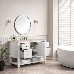 Breckenridge 48" Single Vanity, Bright White w/ 3CM Eternal Marfil Top James Martin Vanities