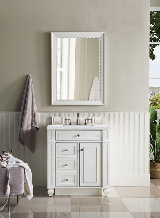 Bristol 30" Single Vanity, Bright White, w/ 3 CM Arctic Fall Solid Surface Top James Martin Vanities