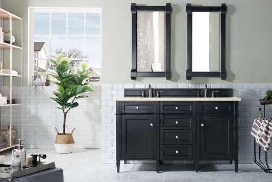 Brittany 60" Black Onyx Double Vanity w/ 3 CM Eternal Marfil Quartz Top James Martin Vanities