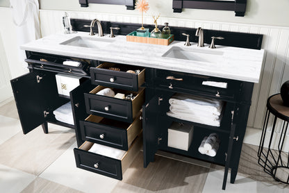 Bathroom Vanities Outlet Atlanta Renovate for LessBrittany 72" Black Onyx Double Vanity w/ 3 CM Arctic Fall Solid Surface Top
