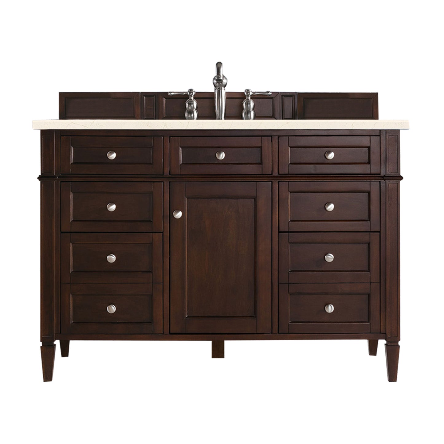 Brittany 48" Burnished Mahogany Single Vanity w/ 3 CM Eternal Marfil Quartz Top James Martin Vanities