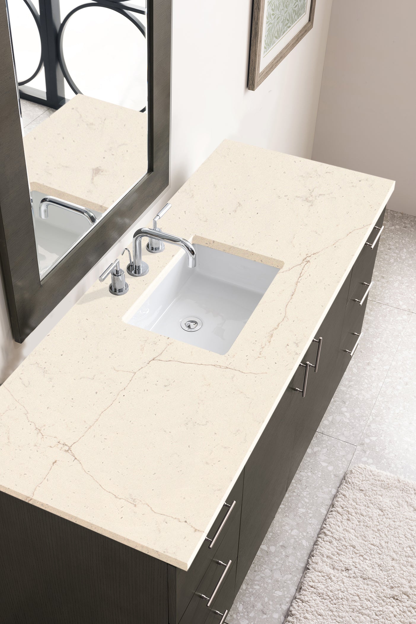 Metropolitan 60" Single Vanity, Silver Oak, w/ 3 CM Eternal Marfil Quartz Top James Martin Vanities