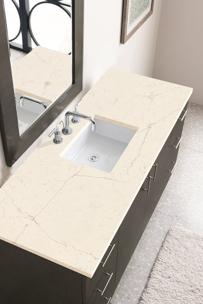 Metropolitan 60" Single Vanity, Silver Oak, w/ 3 CM Eternal Marfil Quartz Top James Martin Vanities
