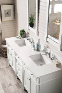 Bathroom Vanities Outlet Atlanta Renovate for LessBrittany 72" Bright White Double Vanity w/ 3 CM White Zeus Quartz Top