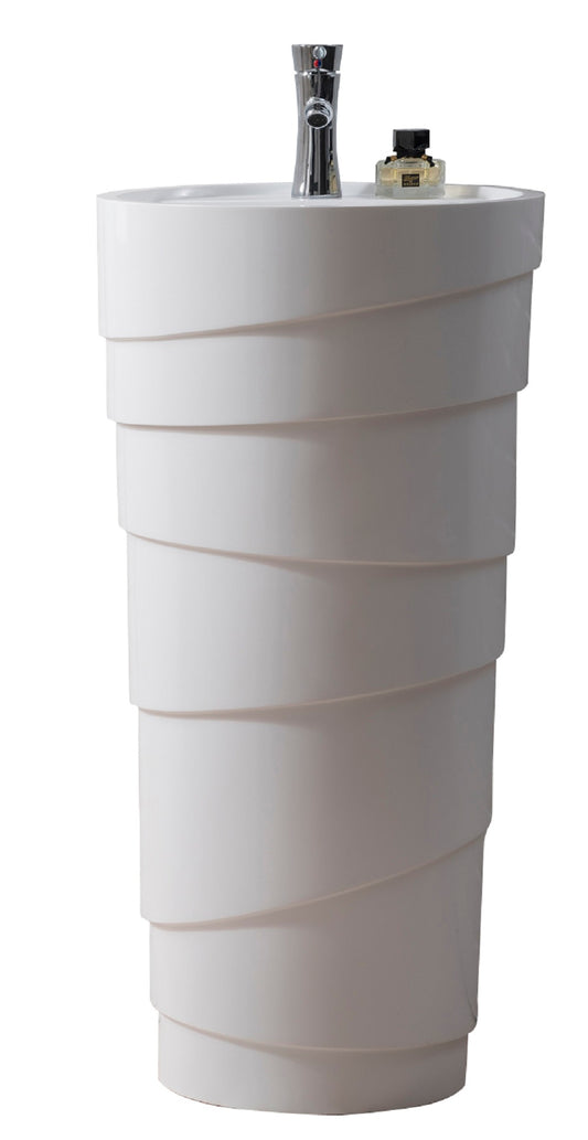 Quebec 17.5" Solid Surface Pedestal Sink, Bright White James Martin Vanities