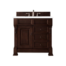 Load image into Gallery viewer, Brookfield 36&quot; Single Vanity, Burnished Mahogany w/ 3 CM White Zeus Quartz Top James Martin Vanities