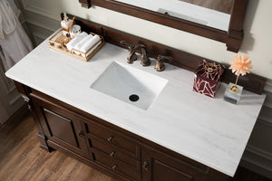 Brookfield 60" Single Vanity, Burnished Mahogany w/ 3 CM Arctic Fall Solid Surface Top James Martin Vanities