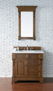 Brookfield 36" Single Vanity, Country Oak w/ 3 CM White Zeus Quartz Top James Martin Vanities