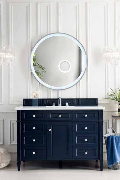 Brittany 48" Victory Blue Single Vanity w/ 3 CM Eternal Jasmine Pearl Quartz Top James Martin Vanities