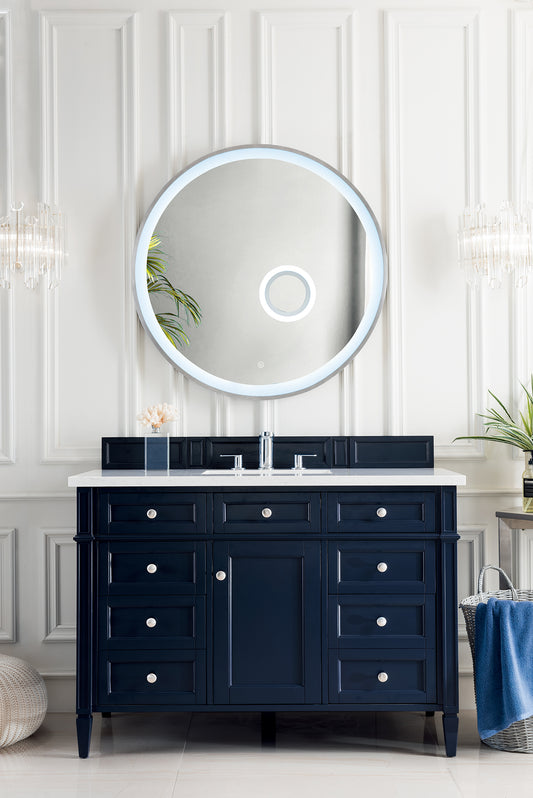 Brittany 48" Victory Blue Single Vanity w/ 3 CM Eternal Jasmine Pearl Quartz Top James Martin Vanities