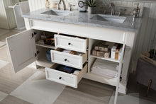 Load image into Gallery viewer, Brookfield 60&quot; Double Vanity, Bright White w/ 3 CM Carrara Marble Top James Martin Vanities
