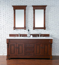 Load image into Gallery viewer, Brookfield 72&quot; Double Vanity, Warm Cherry w/ 3 CM White Zeus Quartz Top James Martin Vanities