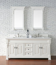 Load image into Gallery viewer, Brookfield 72&quot; Double Vanity, Bright White w/ 3 CM White Zeus Quartz Top James Martin Vanities