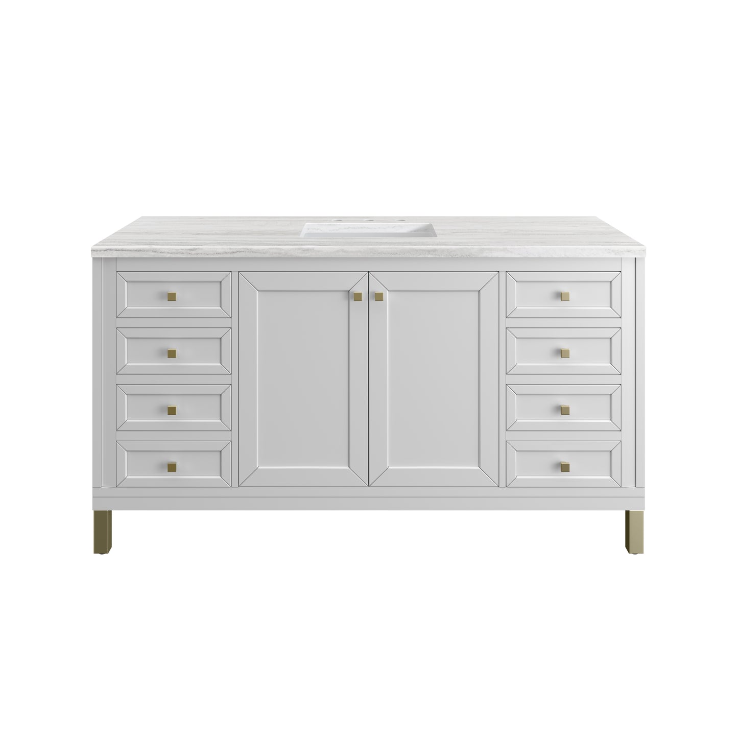 Chicago 60" Single Vanity, Glossy White w/ 3CM Arctic Fall Top James Martin Vanities