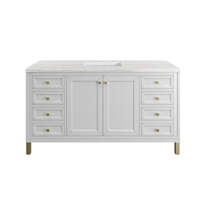 Chicago 60" Single Vanity, Glossy White w/ 3CM Arctic Fall Top James Martin Vanities