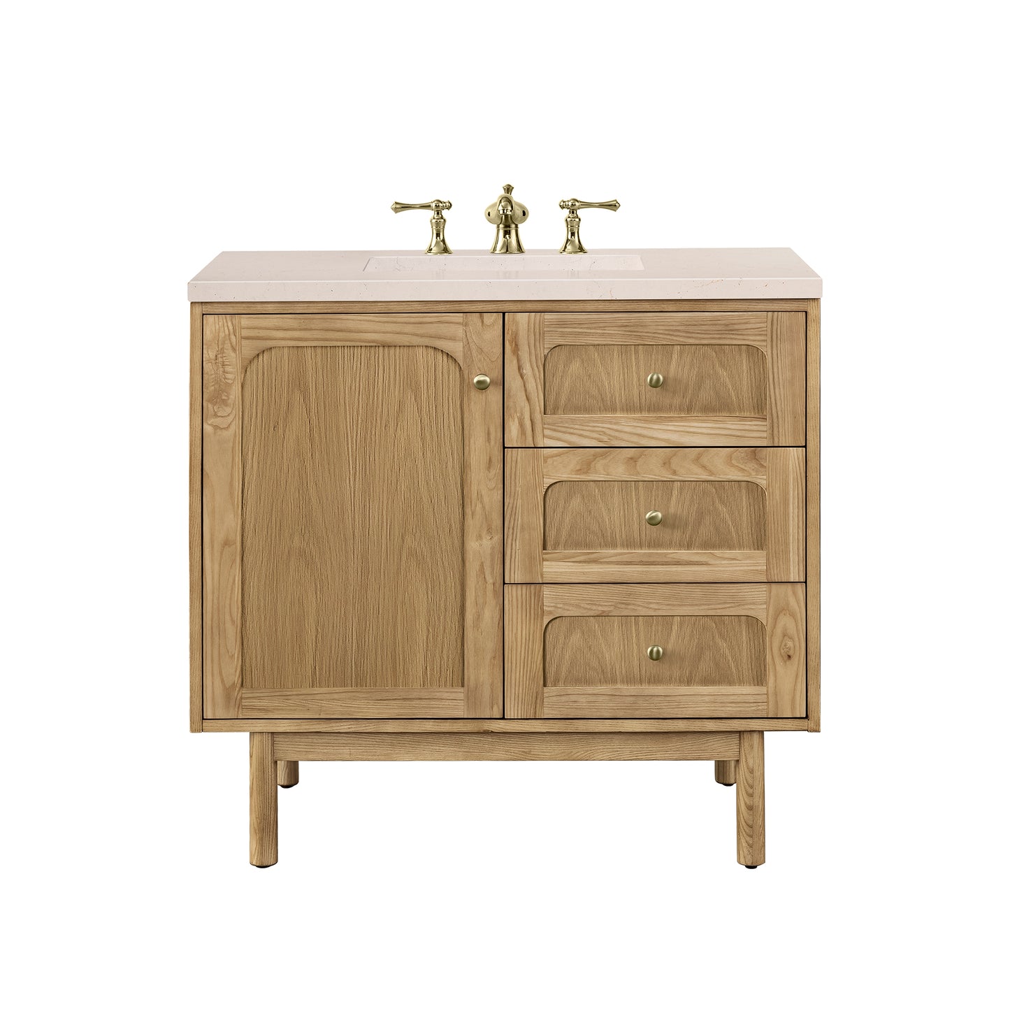 Laurent 36" Single Vanity, Light Natural Oak w/ 3CM Eternal Marfil Top James Martin Vanities