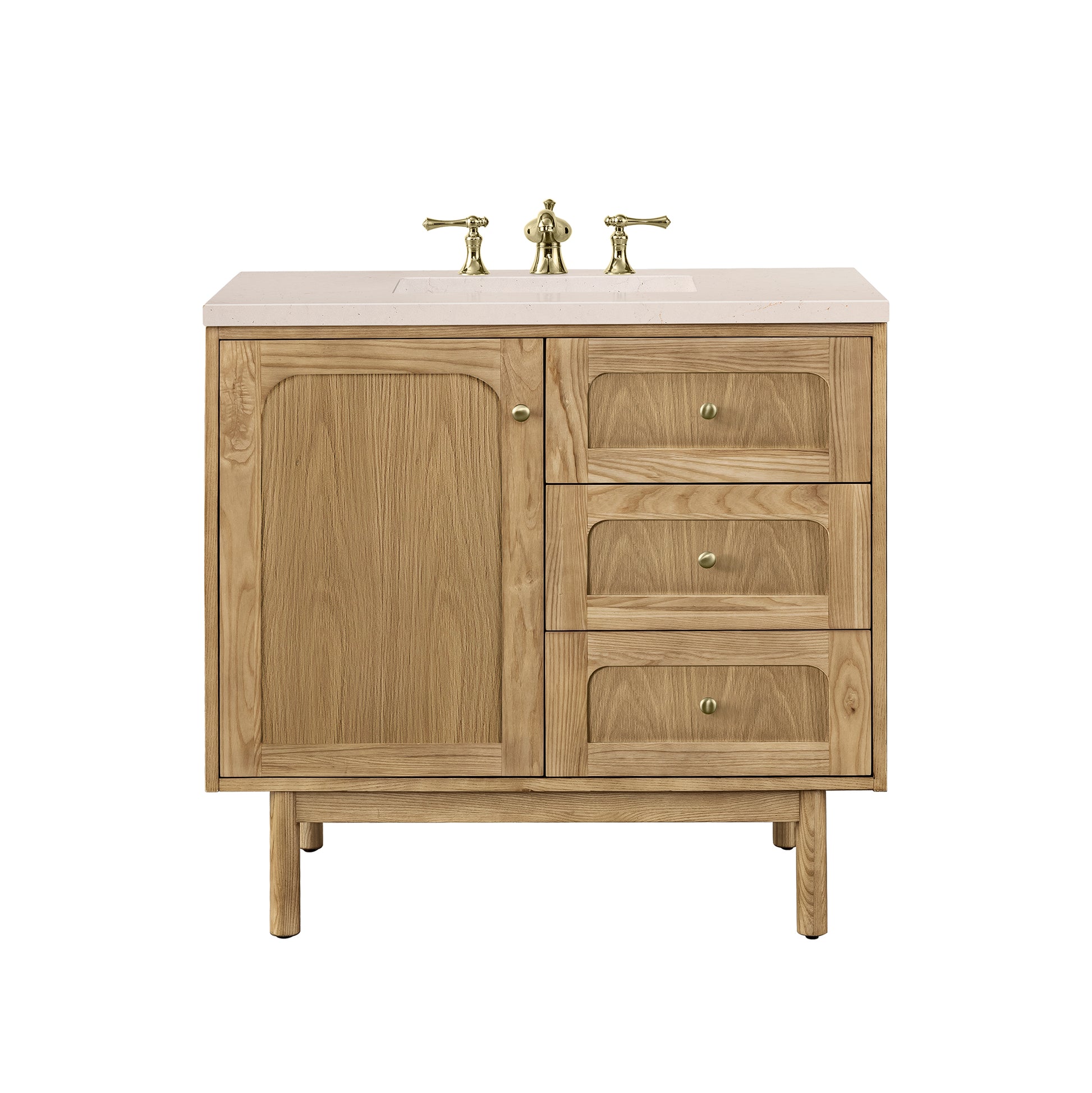 Laurent 36" Single Vanity, Light Natural Oak w/ 3CM Eternal Marfil Top James Martin Vanities