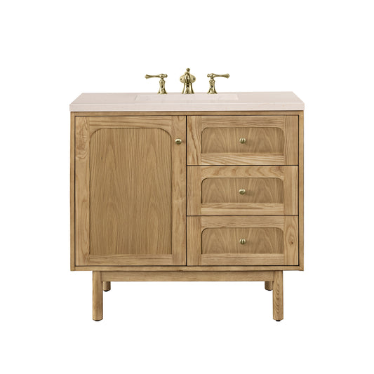 Laurent 36" Single Vanity, Light Natural Oak w/ 3CM Eternal Marfil Top James Martin Vanities