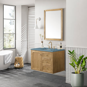 Bathroom Vanities Outlet Atlanta Renovate for LessLaurent 36" Single Vanity, Light Natural Oak w/ 3CM Cala Blue Top