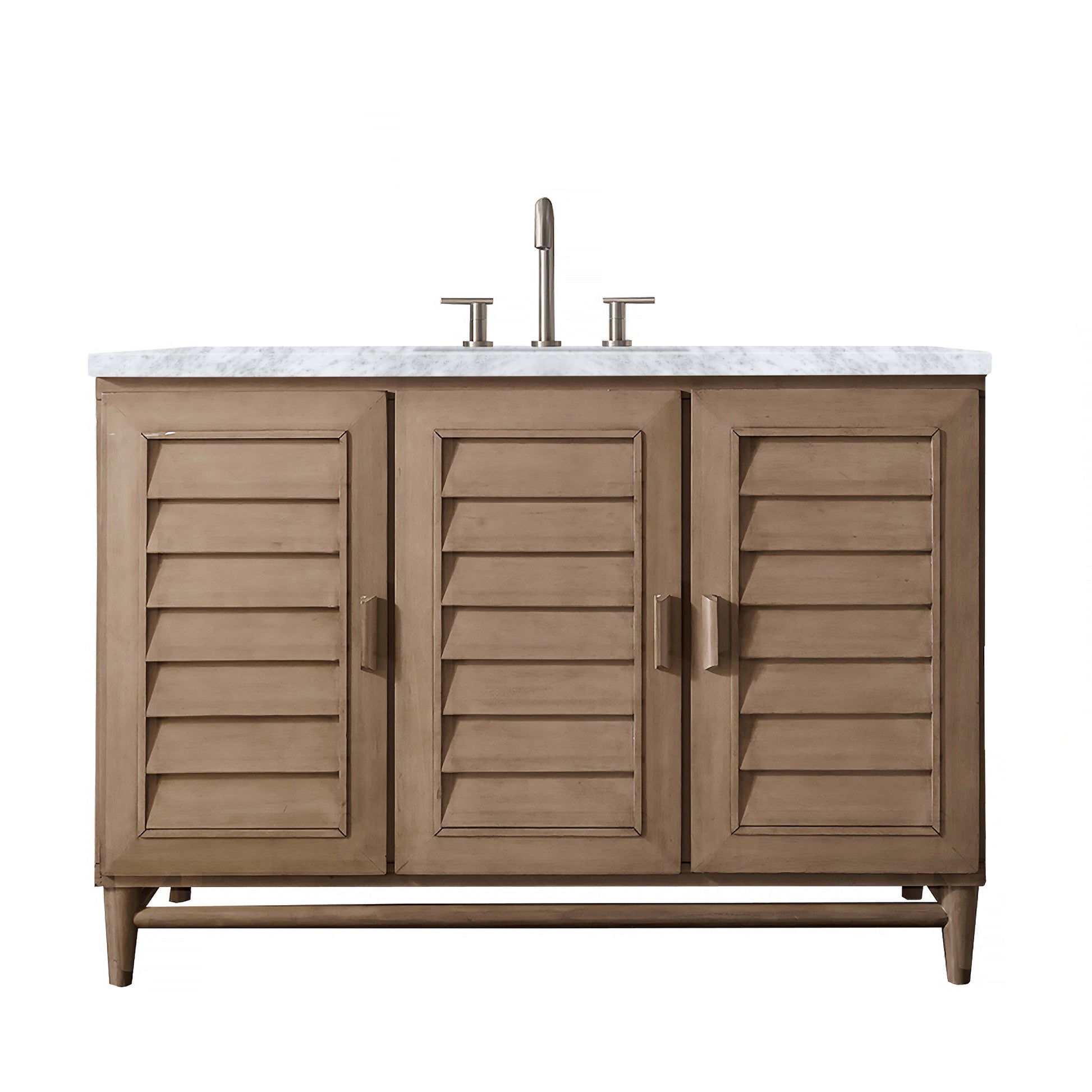 Portland 48" Single Vanity Whitewashed Walnut w/ 3 CM Carrara Marble Top James Martin Vanities