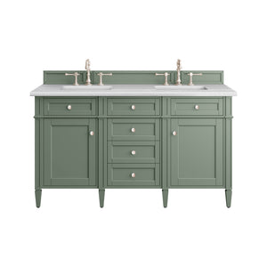 Brittany 60" Double Vanity, Smokey Celadon w/ 3CM Arctic Fall Top James Martin Vanities